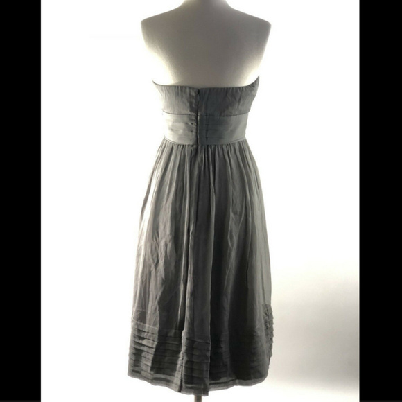 J Crew Gray Silk Pleated Strapless Dress Size 6 - Picture 3 of 4
